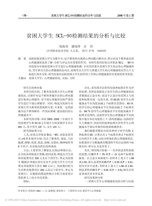 贫困大学生SCL-90检测结果的分析与比较(2)