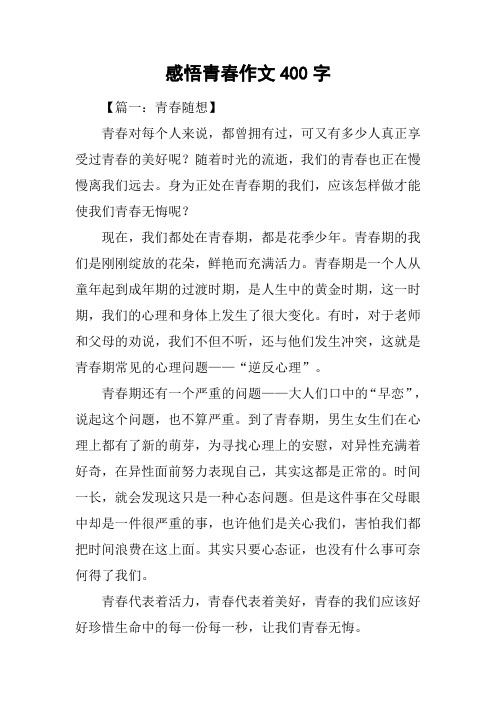 感悟青春作文400字
