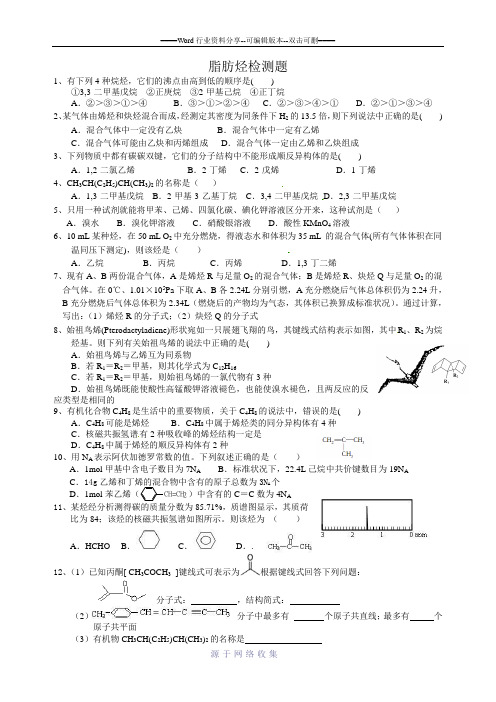 脂肪烃检测题