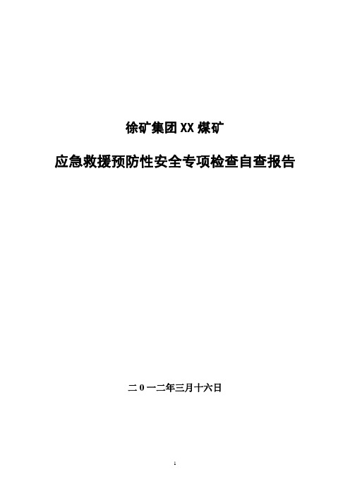XX矿应急救援预防性安全专项检查自查报告