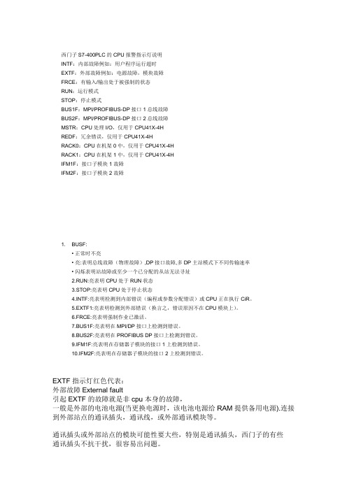 plc指示灯诊断说明