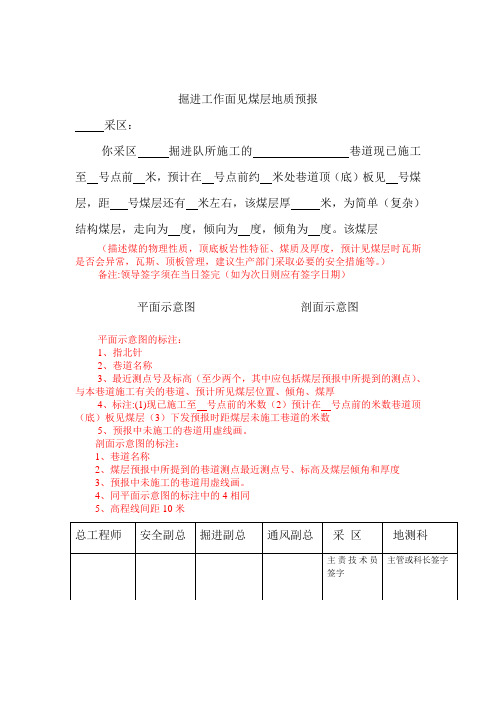 六种地质预报格式