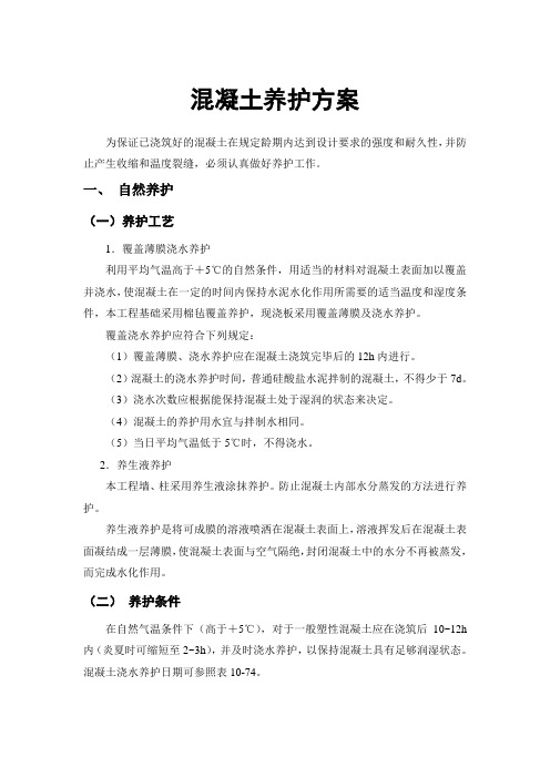 混凝土养护方案