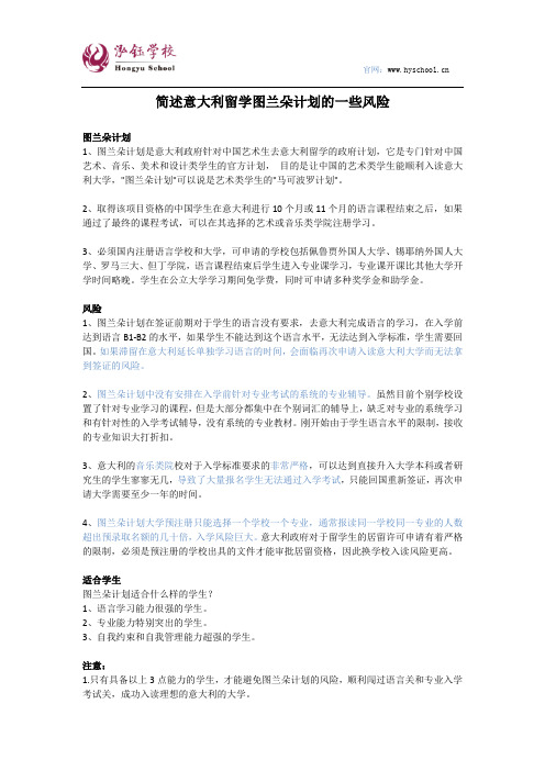 关于意大利留学图兰朵计划的风险