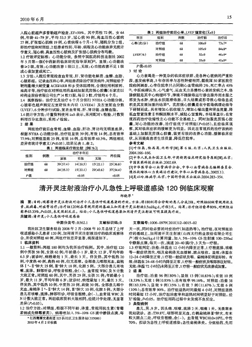 清开灵注射液治疗小儿急性上呼吸道感染120例临床观察