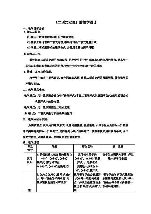高中数学_二项式定理教学设计学情分析教材分析课后反思