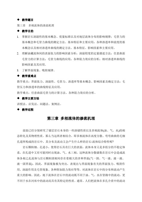 储层岩石的毛管压力曲线