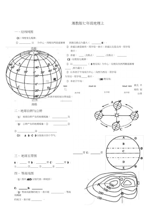 (最完整)湘教版地理填充图题(七、八年级总复习)