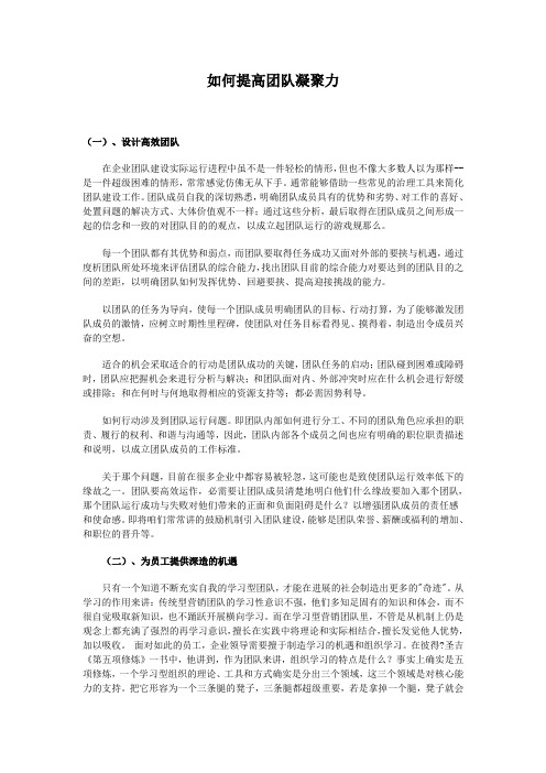 如何提高团队凝聚力