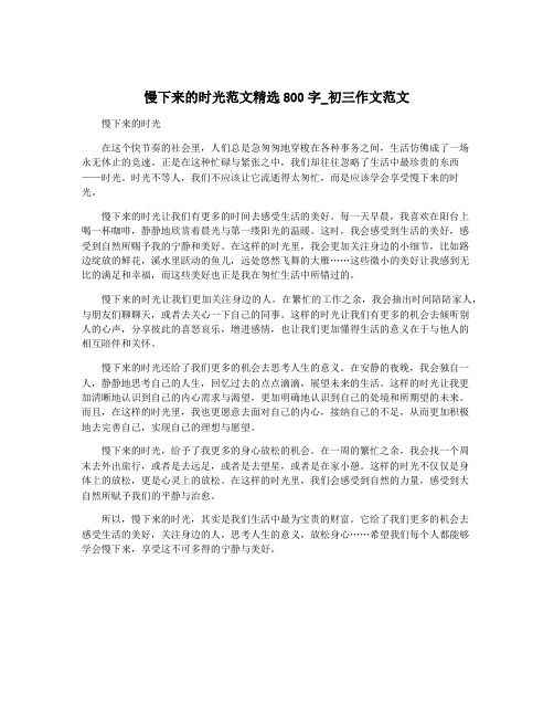 慢下来的时光范文精选800字_初三作文范文