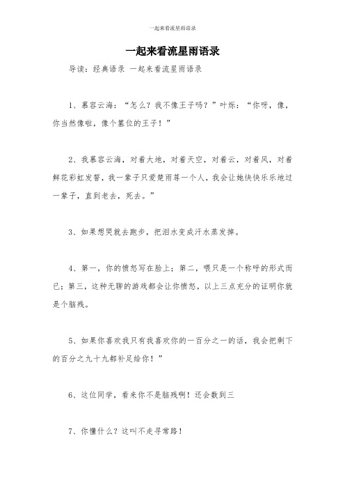 一起来看流星雨语录