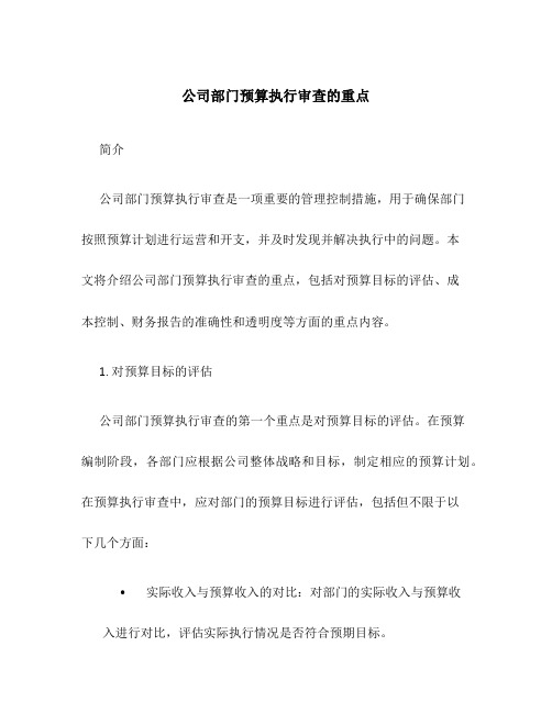 公司部门预算执行审查的重点