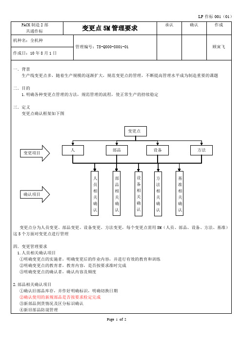 变更点5M管理