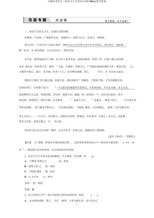 安徽高考语文二轮复习之专项对点训练5Word版含答案