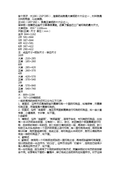 印刷纸张开数