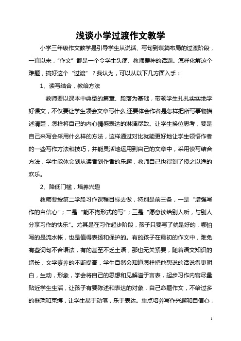小学过渡作文教学之我见