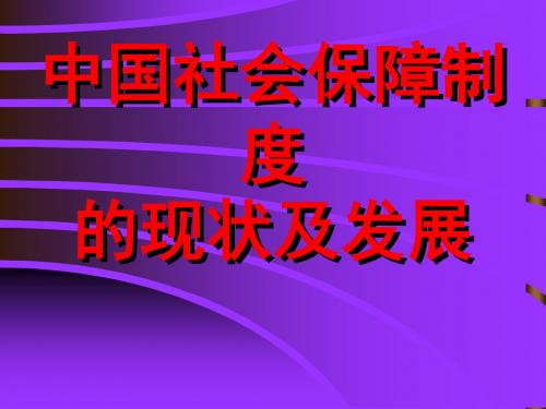 中国社会保障制度的现状及发展ppt课件