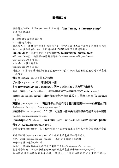 酵母菌分类
