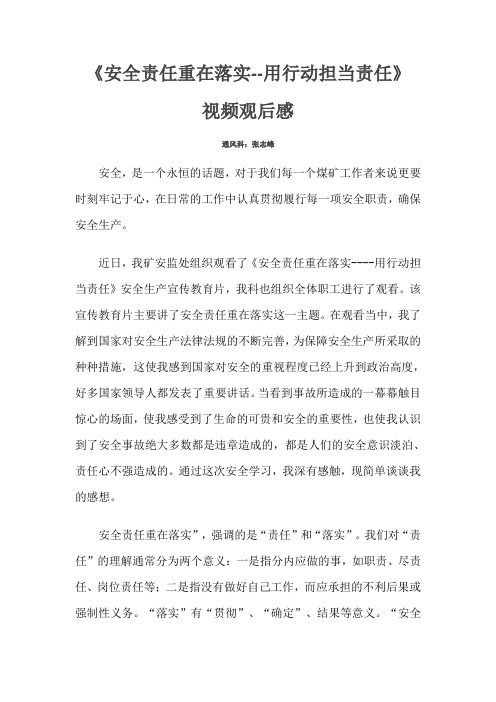 安全责任重在落实用行动担当责任观后感