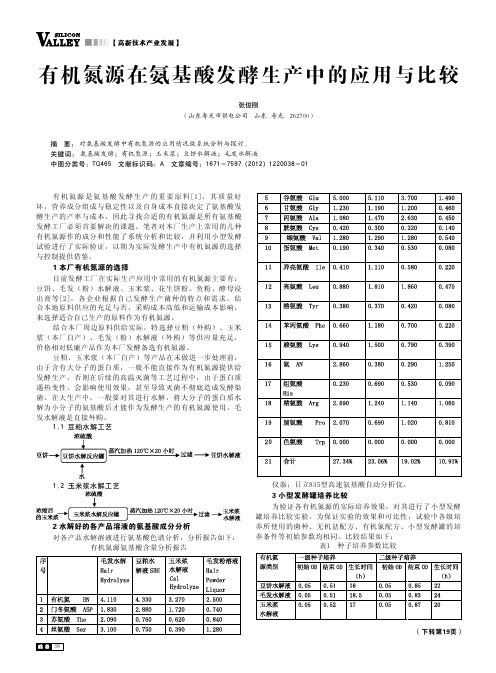 有机氮源在氨基酸发酵生产中的应用与比较
