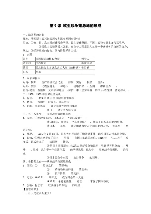 高中历史备课参考 欧亚战争策源地的形成