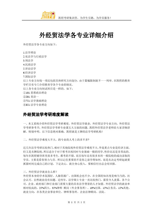 外经贸法学各专业详细介绍