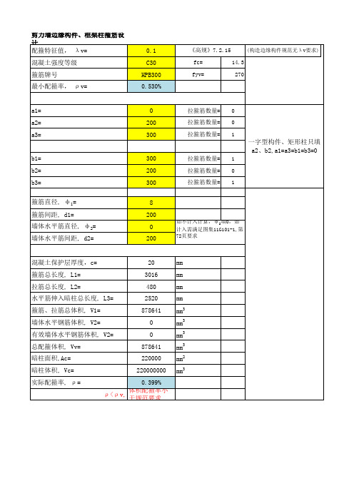 剪力墙边缘构件及框架柱箍筋设计