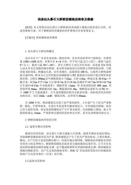 浅谈汕头礐石大桥桥面铺装层病害及维修