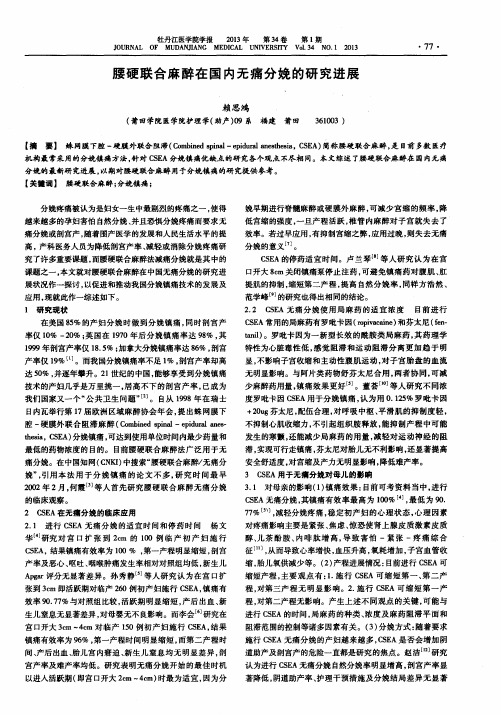 腰硬联合麻醉在国内无痛分娩的研究进展