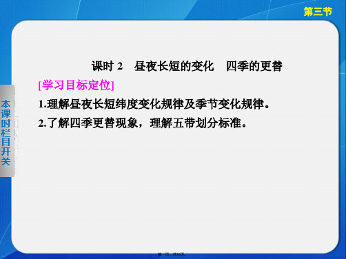 高一鲁教版地理必修同步课件第单元第节时昼夜长短的变化四季的更替