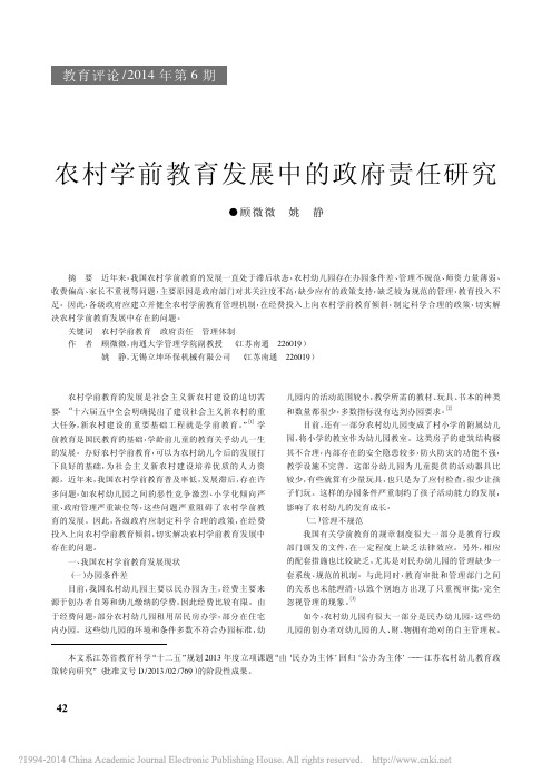 农村学前教育发展中的政府责任研究_顾微微