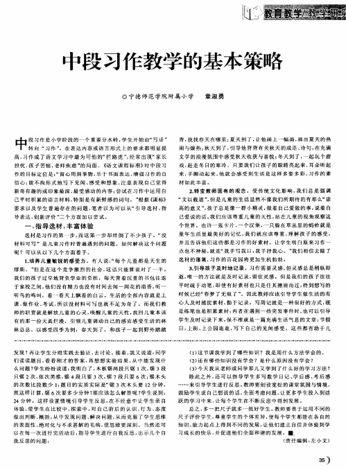 中段习作教学的基本策略