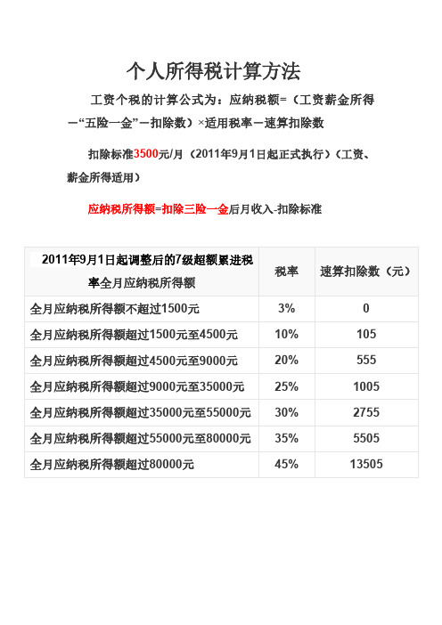 个人所得税计算方法