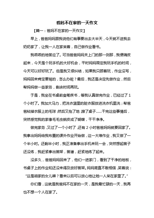 六年级作文：爸妈不在家的一天作文