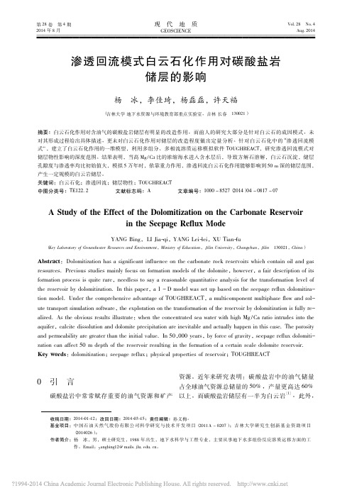 渗透回流模式白云石化作用对碳酸盐岩储层的影响_杨冰