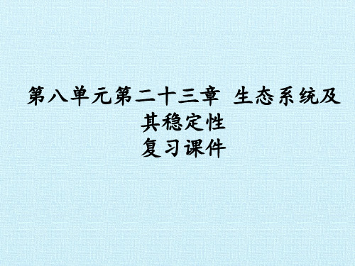 北师大版初中初二八年级下册生物：第八单元第二十三章 生态系统及其稳定性 复习课件