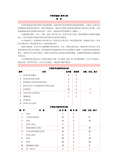 护理学基础》教学大纲.