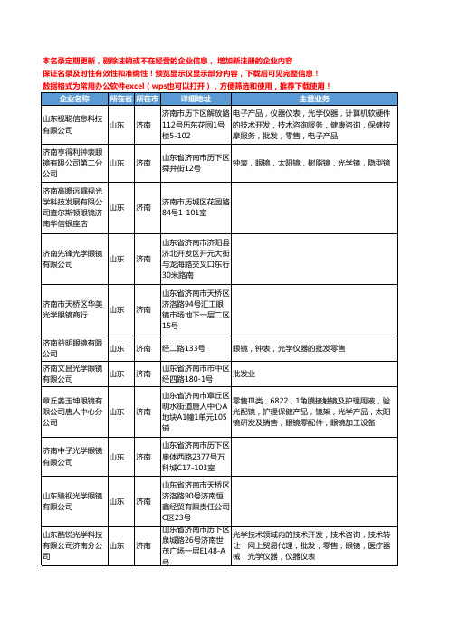 新版山东省济南眼镜光学工商企业公司商家名录名单联系方式大全16家