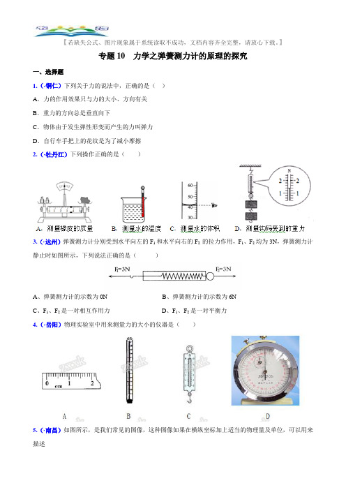 中考物理专题训练10 力学之弹簧测力计的原理的探究.doc