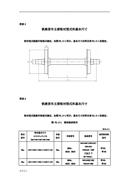 铁路货车主要轮对型式和基本尺寸