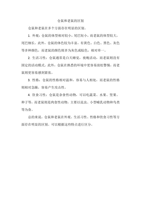 仓鼠和老鼠的区别
