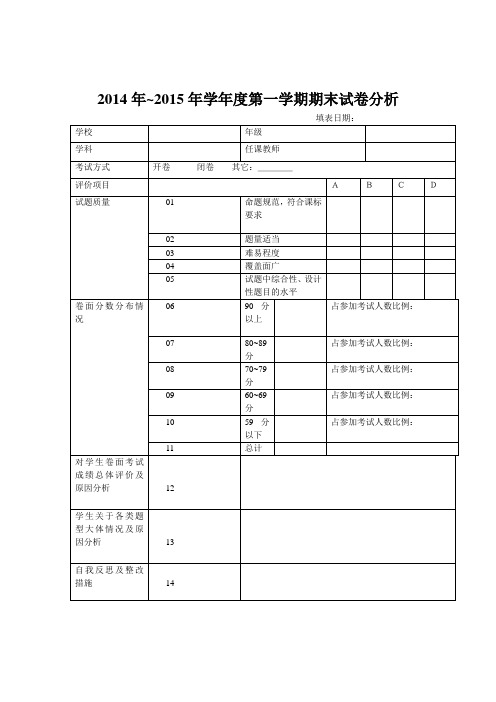试卷分析表 (2)