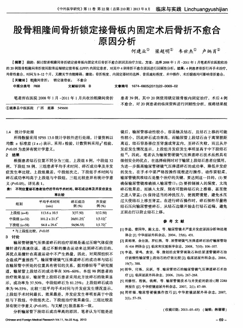 股骨粗隆间骨折锁定接骨板内固定术后骨折不愈合原因分析