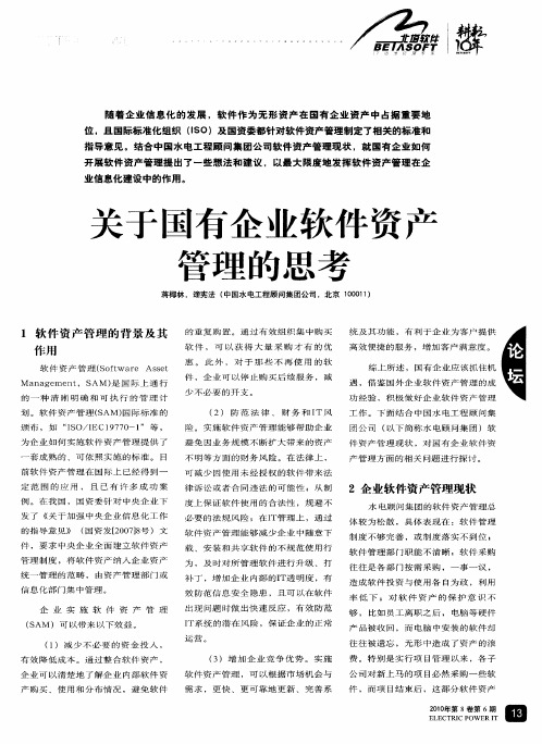 关于国有企业软件资产管理的思考
