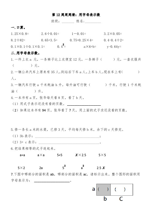 第12周：用字母表示数
