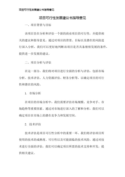 项目可行性发展建议书指导意见