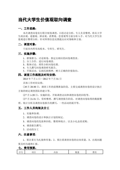 调查问卷实施方案