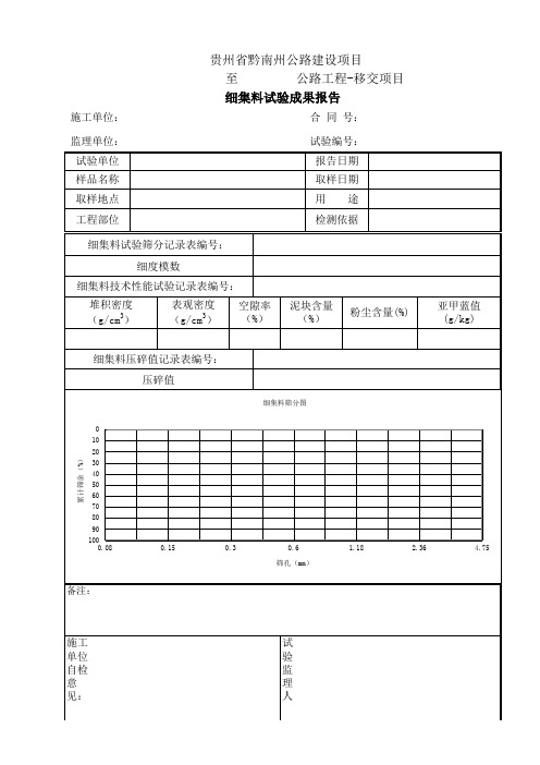 细集料试验成果报告