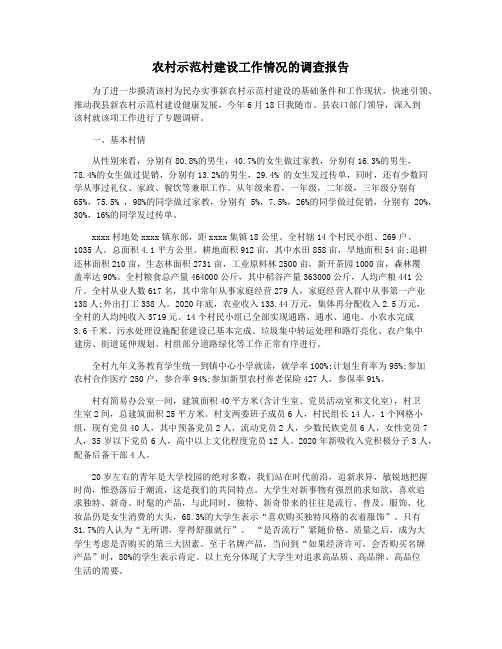 农村示范村建设工作情况的调查报告