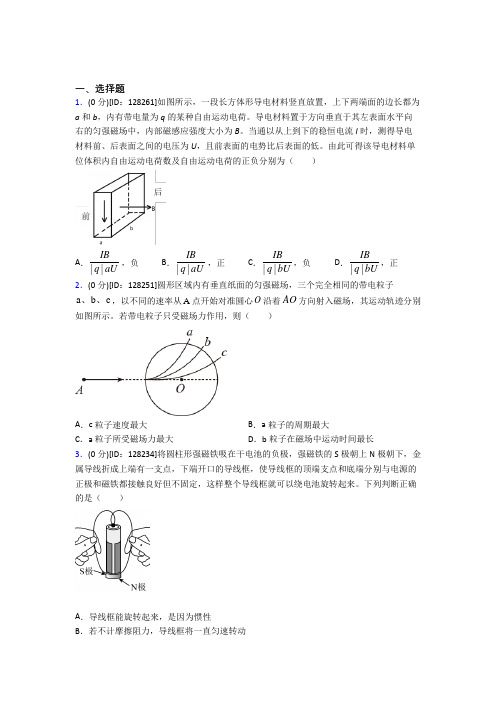 河南省济源市第一中学高中物理选修二第一章《安培力与洛伦兹力》测试卷(有答案解析)